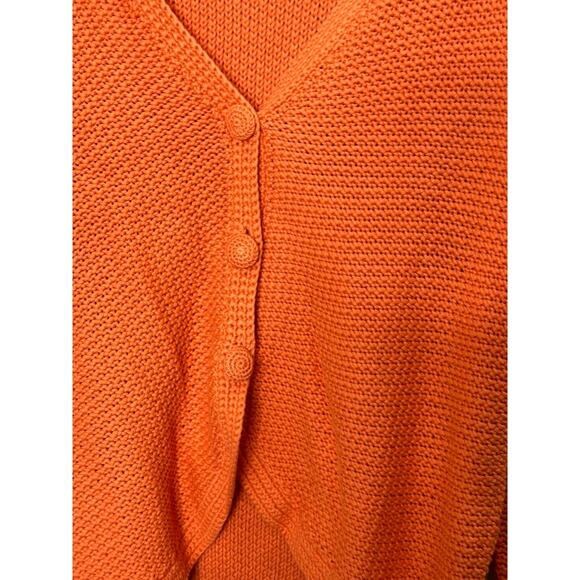 J. Jill Orange V-Neck Knit Medium Weight Cardigan Sweater Women's Large - Picture 4 of 8